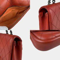 Pre Owned Chanel Red Leather Shoulder Bag