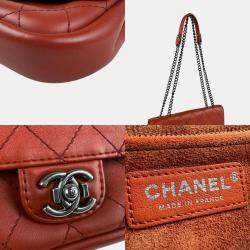 Pre Owned Chanel Red Leather Shoulder Bag