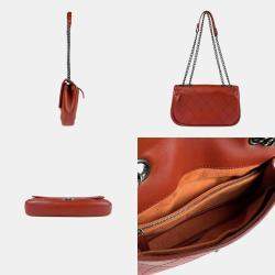 Pre Owned Chanel Red Leather Shoulder Bag