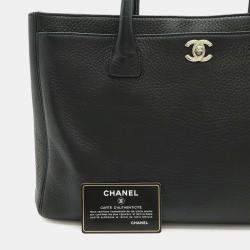 Pre Owned Chanel Executive Line Black Leather Tote Bag