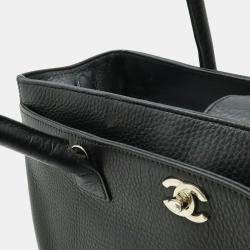 Pre Owned Chanel Executive Line Black Leather Tote Bag