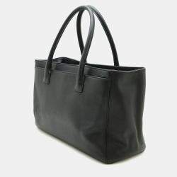 Pre Owned Chanel Executive Line Black Leather Tote Bag