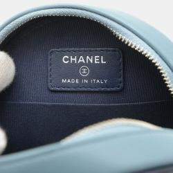 Pre Owned Chanel Round Blue Lambskin Shoulder Bag