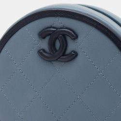 Pre Owned Chanel Round Blue Lambskin Shoulder Bag