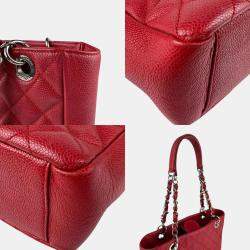 Pre Owned Chanel Red Caviar Leather Tote Bag
