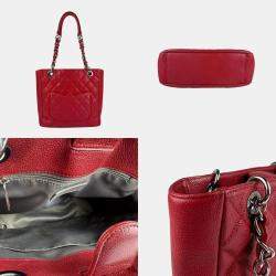 Pre Owned Chanel Red Caviar Leather Tote Bag
