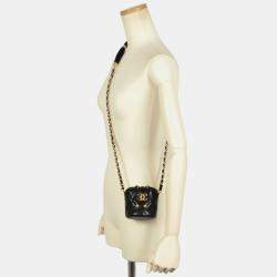 Pre Owned Chanel Black Lambskin Chain Pouch Shoulder Bag