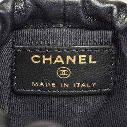 Pre Owned Chanel Black Lambskin Chain Pouch Shoulder Bag