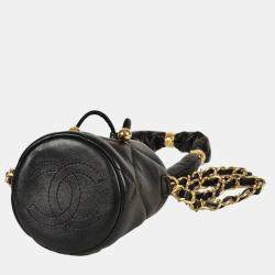 Pre Owned Chanel Black Lambskin Chain Pouch Shoulder Bag