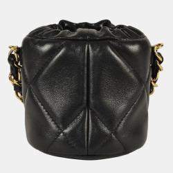 Pre Owned Chanel Black Lambskin Chain Pouch Shoulder Bag