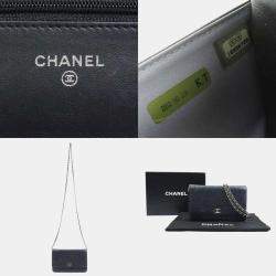 Pre Owned Chanel Camellia Black Wallet on Chain