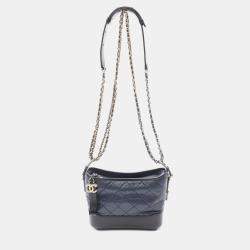 Pre Owned Chanel Gabrielle Small Blue Black Leather Hobo Bag