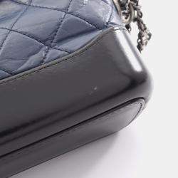 Pre Owned Chanel Gabrielle Small Blue Black Leather Hobo Bag