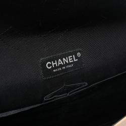Pre Owned Chanel Double Flap Black White Beige Lambskin Shoulder Bag