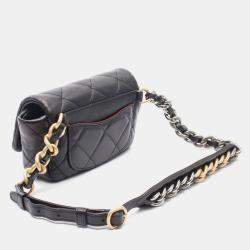 Pre Owned Chanel 19 Matelasse Black Leather Waist Bag