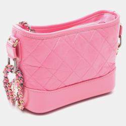 Pre Owned Chanel Gabriel De Chanel Small Pink Leather Hobo Shoulder Bag