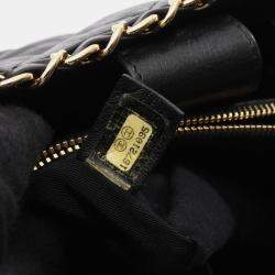 Pre Owned Chanel Matelassé Black Lambskin Leather Chain Shoulder Tote Bag GHW