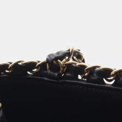 Pre Owned Chanel Matelassé Black Lambskin Leather Chain Shoulder Tote Bag GHW