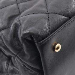 Pre Owned Chanel Matelassé Black Lambskin Leather Chain Shoulder Tote Bag GHW