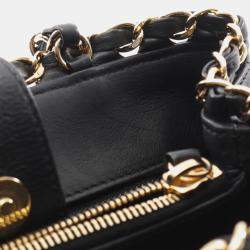 Pre Owned Chanel Matelassé Black Lambskin Leather Chain Shoulder Tote Bag GHW