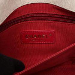 Pre Owned Chanel Matelasse White Grained Calfskin Chain Shoulder Bag