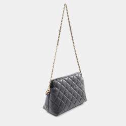 Pre Owned Chanel Matelasse Black Lambskin Crossbody Bag