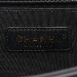 Pre Owned Chanel Boy Small Black Leather Chain Shoulder Bag