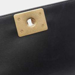 Pre Owned Chanel Boy Small Black Leather Chain Shoulder Bag