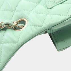 Pre Owned Chanel Matelasse Mini Green Lambskin Chain Shoulder Bag