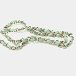 Pre Owned Chanel Matelasse Mini Green Lambskin Chain Shoulder Bag