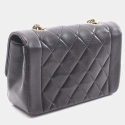 مملوكة مسبقًا حقيبة كتف سلسلة شانيل ماتلاس ديانا جلد خروف أسود غولد هاردوير