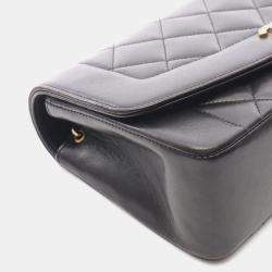 مملوكة مسبقًا حقيبة كتف سلسلة شانيل ماتلاس ديانا جلد خروف أسود غولد هاردوير