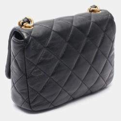 مملوكة مسبقًا حقيبة شانيل الكتف المتقاطع بسلسلة ماتيلسي جلد أسود سي سي