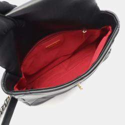 Pre Owned حقيبة كتف شانيل 19 ديكس-نوف ماتيلاسي بسلسلة من جلد الحمل أسود