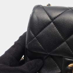 Pre Owned Chanel Matelasse Mini Black Leather Chain Shoulder Bag