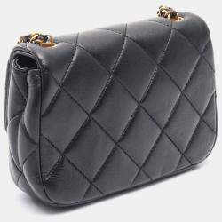 Pre Owned Chanel Matelasse Mini Black Leather Chain Shoulder Bag