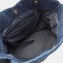 Pre Owned Chanel CC Denim Navy Chain Shoulder Bag