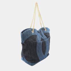 Pre Owned Chanel CC Denim Navy Chain Shoulder Bag