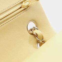 Pre Owned Chanel Matelasse W Flap Yellow Lambskin Chain Shoulder Bag