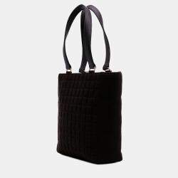 Pre Owned Chanel Black CC Chocolate Bar Jersey Tote