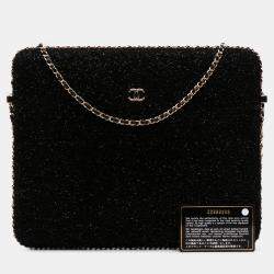Pre Owned Chanel Black Tweed Chain Around Tablet Holder