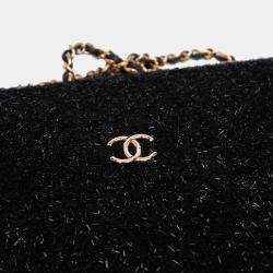Pre Owned Chanel Black Tweed Chain Around Tablet Holder