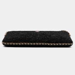 Pre Owned Chanel Black Tweed Chain Around Tablet Holder