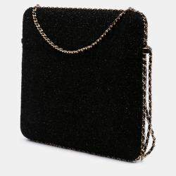 Pre Owned Chanel Black Tweed Chain Around Tablet Holder
