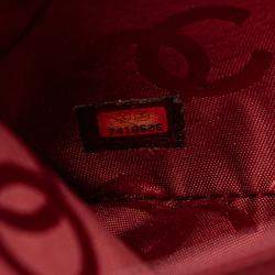 Pre Owned Chanel Red CC Lambskin Wild Stitch Handbag