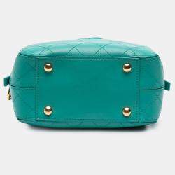 Pre Owned Chanel Blue CC Stitched Calfskin Enamel Camera Bag