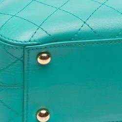 Pre Owned Chanel Blue CC Stitched Calfskin Enamel Camera Bag