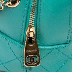 Pre Owned Chanel Blue CC Stitched Calfskin Enamel Camera Bag