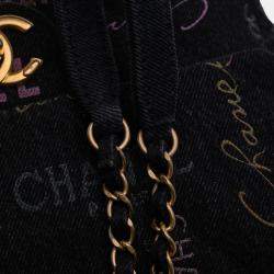 Pre Owned Chanel Grey Mini Rectangular Quilted Denim Mood Flap