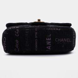 Pre Owned Chanel Grey Mini Rectangular Quilted Denim Mood Flap
